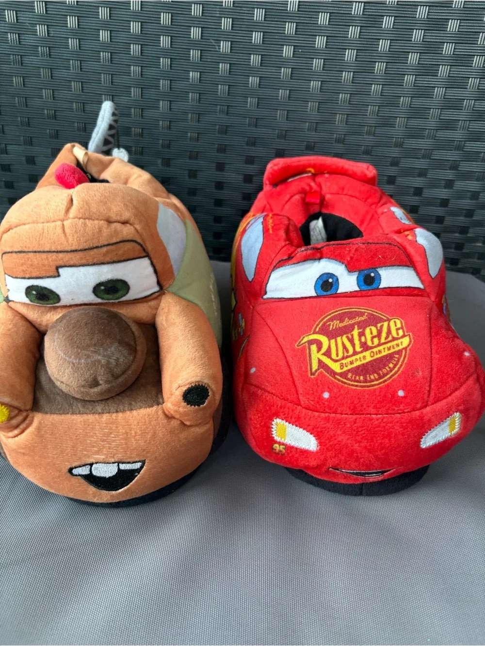 Cars Lightning McQueen & Mater Plush Kids Slippers - Red & Brown